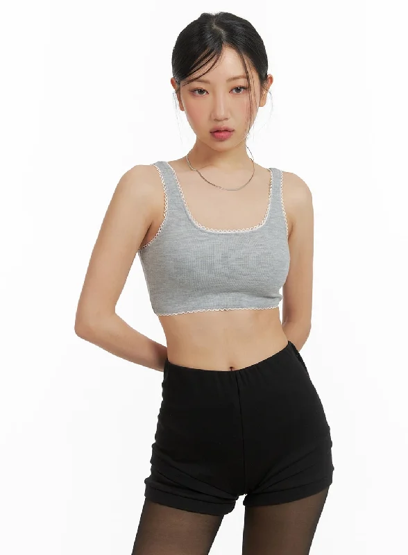 Embellished braLace Trim Comfy Sports Bra CM421