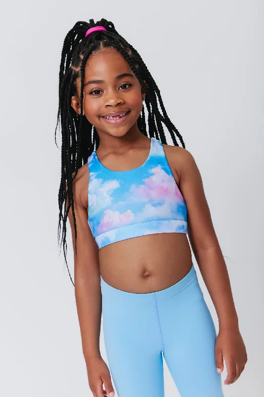 Polka dot braGirls Sports Bra in Cotton Candy Clouds