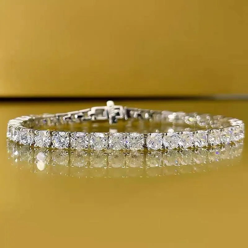 Sheer braSilver High Carbon Diamond Bracelet Men And Women 5mm