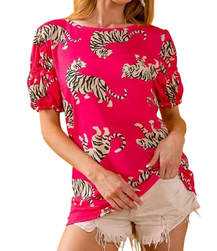 Compression braVibrant Tiger Tee In Pink