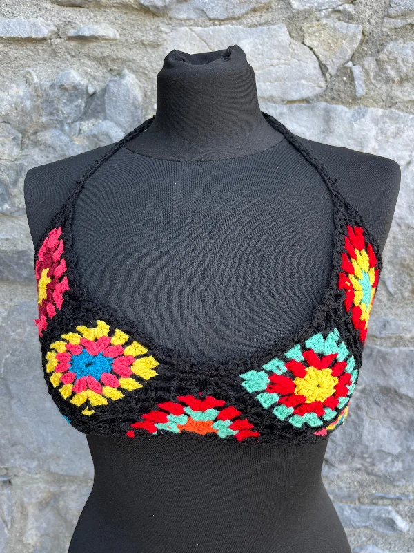 Fashion bra90s crochet rainbow bralette uk 10-12