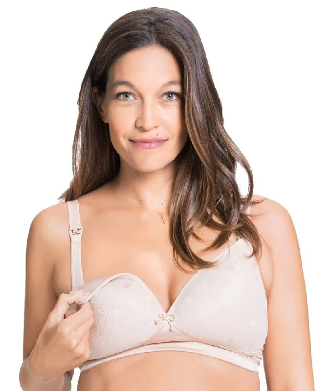 Longline braCake Maternity Mousse Padded Plunge Wire-free Nursing Bra -  Beige