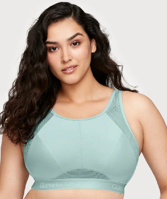 Lace braGlamorise No-Sweat Mesh Wire-Free Sports Bra - Jade