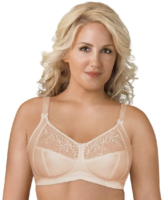 Neon braExquisite Form Fully Soft Cup Wire-Free Bra With Embroidered Mesh - Nude