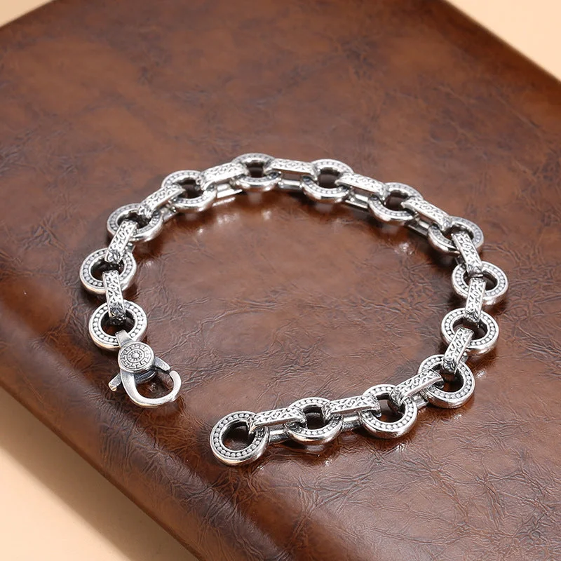 Anti-odor braSterling Silver Jewelry Antique Ring Buckle Bracelet