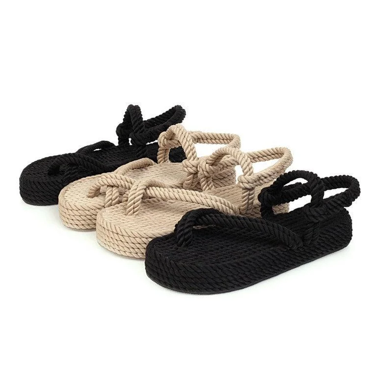 Recycled braFlat Bottom Fisherman Straw Braided Toe Women's Shoes: Comfort and Style Combined