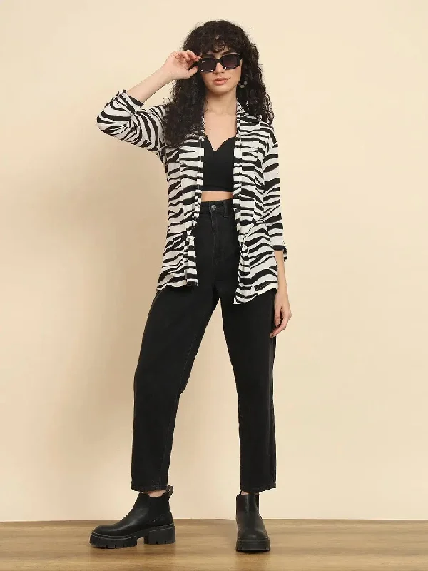 Rhinestone braZebra Print Open Shrug