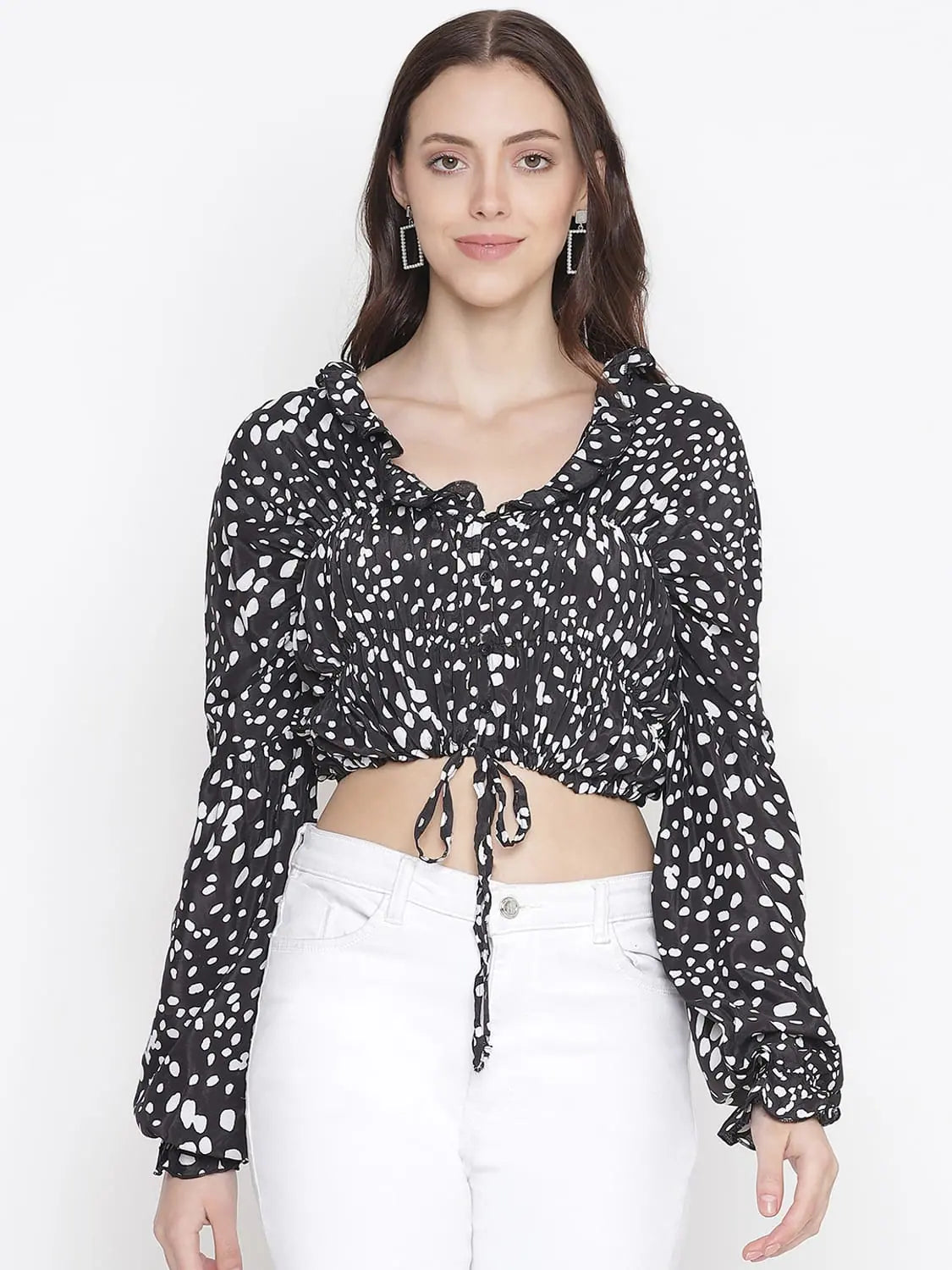 Wireless braOxolloxo Zebra Blacl Printed Tie-Knot Women Top