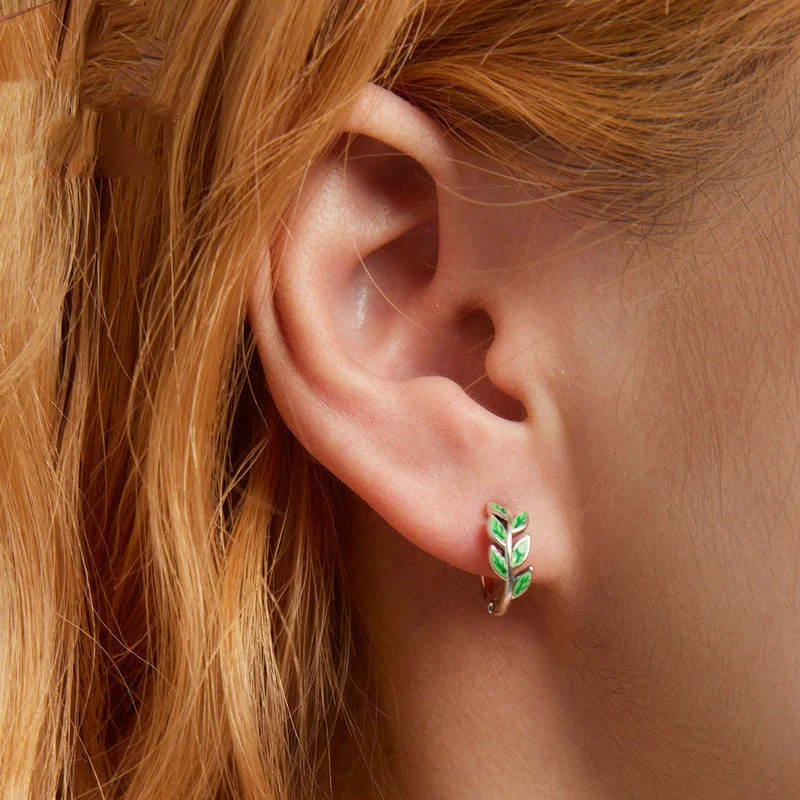 Neon braSterling Silver Emerald Branch Earrings Green