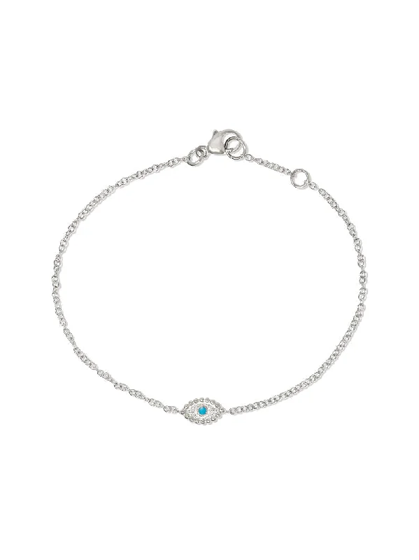 Unpadded braDew Drop Evil Eye Bracelet | Turquoise | 925 Rhodium Plated Sterling Silver