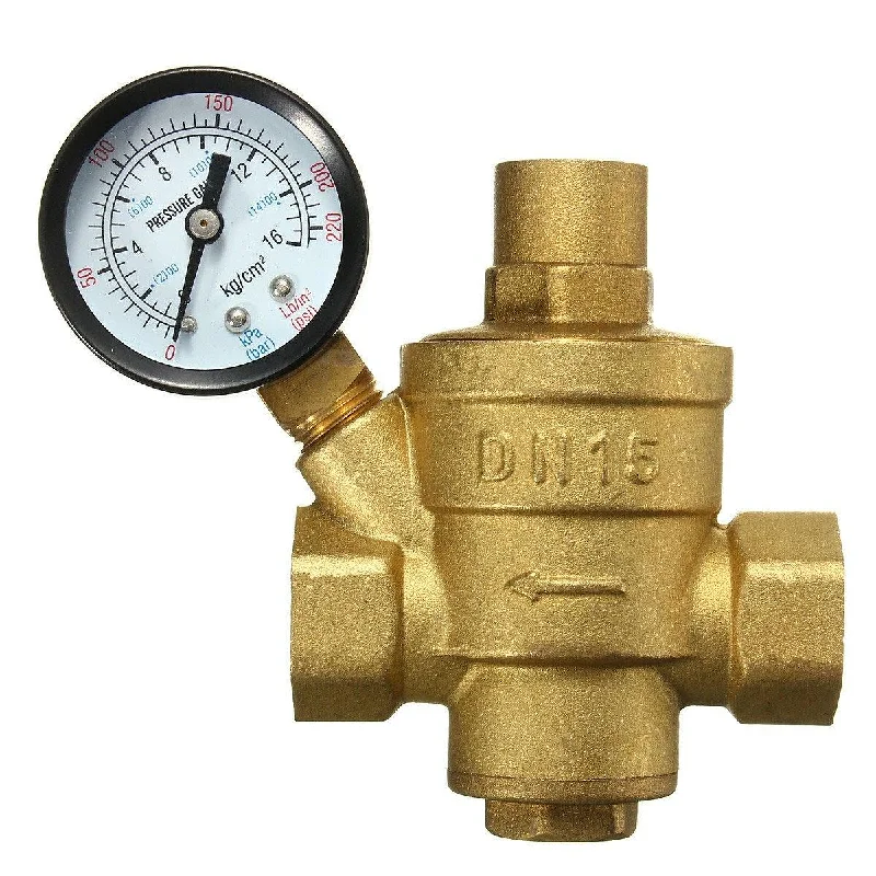 Petite braAdjustable DN15 Bspp Brass Water Pressure Reducing Valve with Gauge Flow