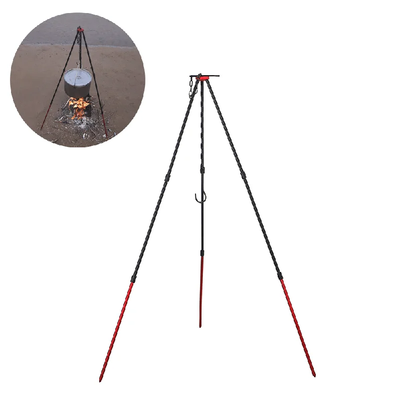 Teen braMultifunction Camping BBQ Tripod Bonfire Portable Hanging Water Jugs Bracket Detachable Barbecue Cookware