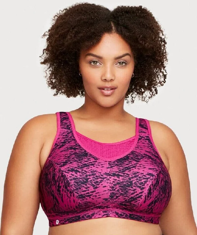 Yoga braGlamorise No-Bounce Camisole Elite Wire-Free Sports Bra - Fuchsia Print