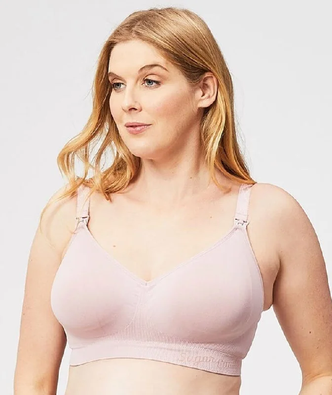 Satin braCake Maternity Popping Candy Fuller Bust Seamless F-Hh Cup Wire-Free Nursing Bra - Pink