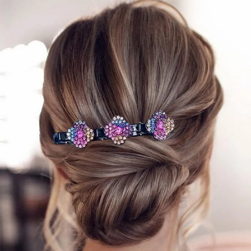 Smart braTrendy Floral Crystal Braided Hair Clips