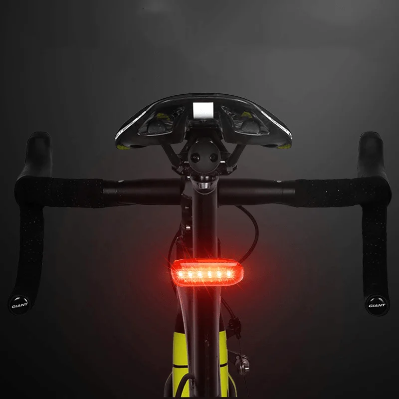 Lightweight braWEST BIKING 6 LED Induction Brake Bike Tail Light 5 Modes Waterproof USB Charging Night Warning Lamp Bike Light