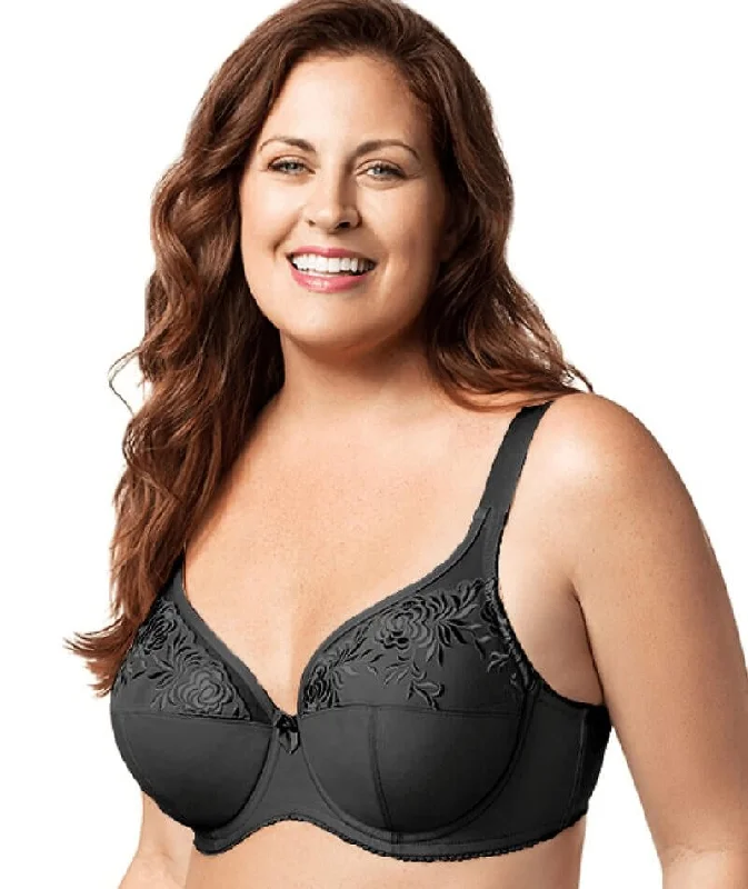 T-shirt braElila Embroidered Microfiber Underwired Bra - Black