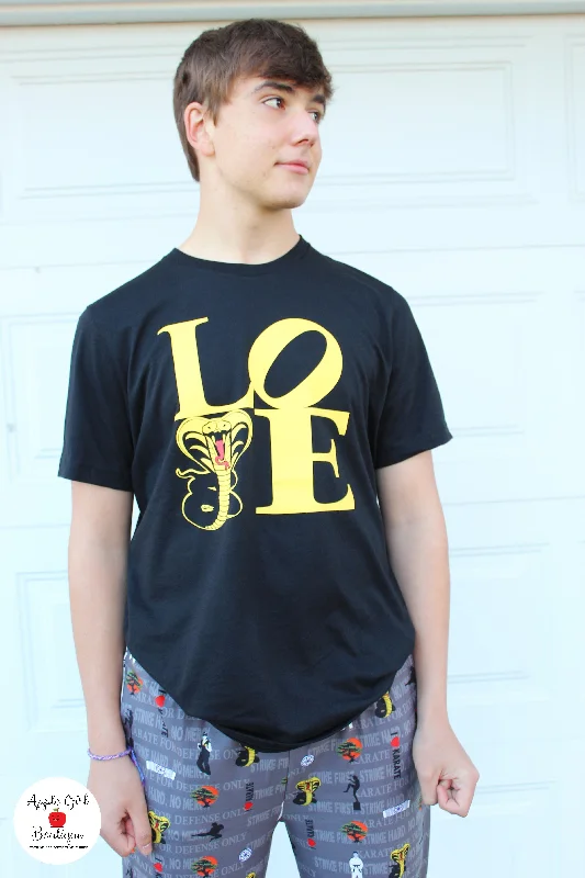 High-impact braI Love Cobra Karate Unisex Tee in Black