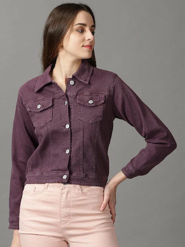 Casual JacketsWomen's Violet Solid Open Front Jacket