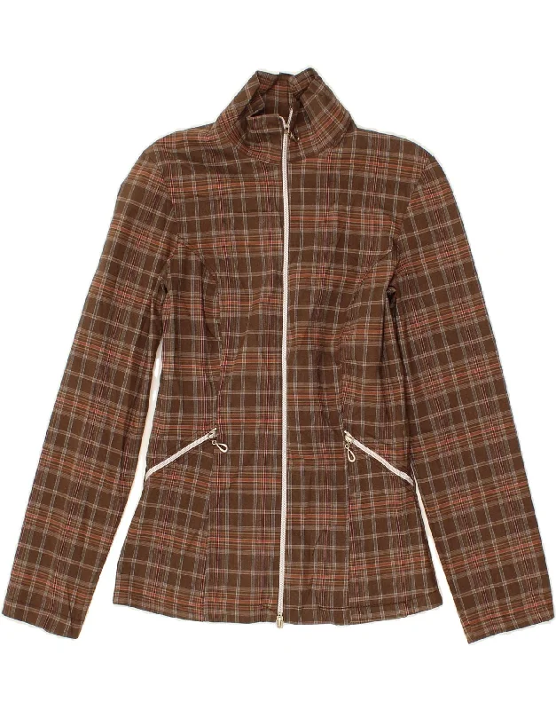 Band Merch JacketsVINTAGE Womens Bomber Jacket UK 8 Small Brown Check