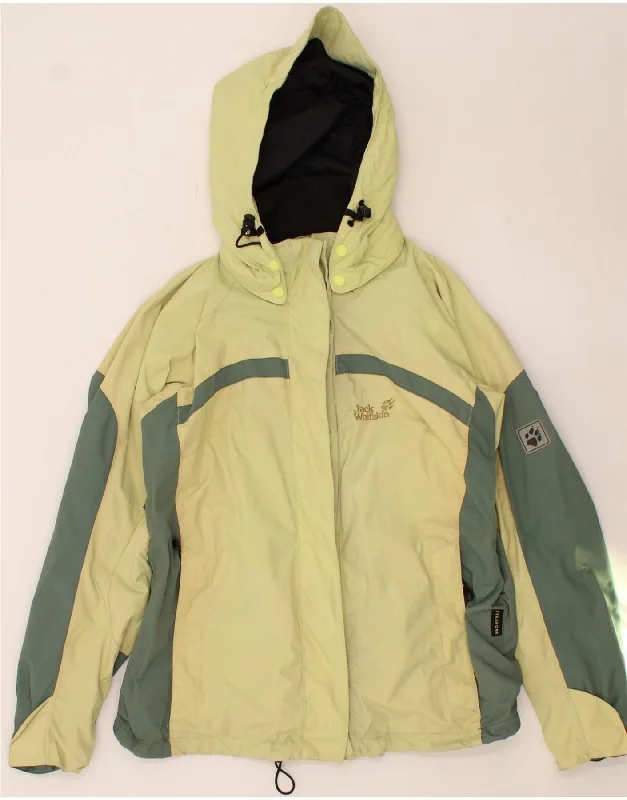 Bomber JacketsJACK WOLFSKIN Womens Windbreaker Jacket UK 12/14 Medium Yellow Colourblock