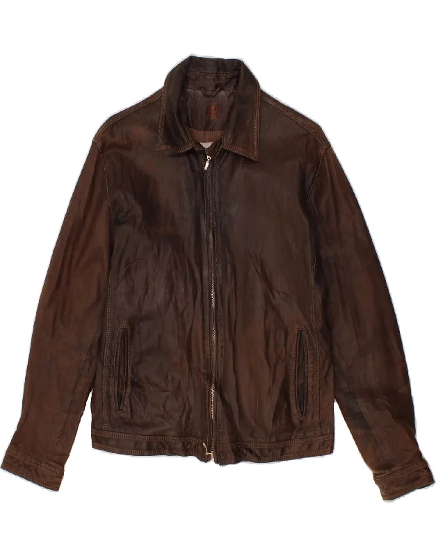 Leather JacketsMABRUN Womens Leather Jacket IT 52 2XL Brown Leather