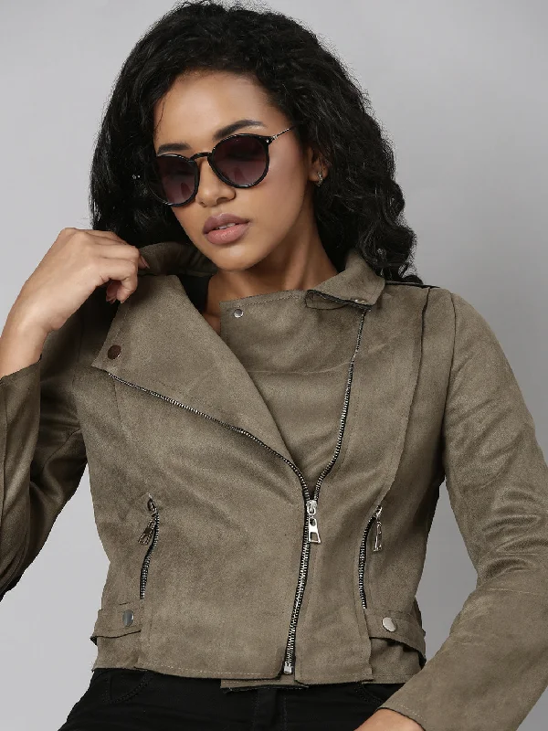 Urban JacketsWomen Olive Solid Tailored Jacket