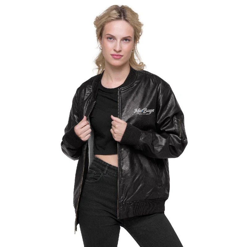 Punk JacketsCollar Leather Bomber Jacket