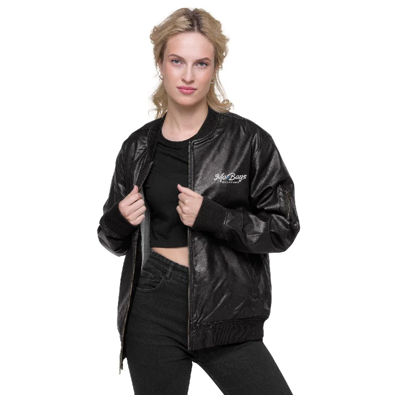 College JacketsFlaming Leather Bomber Jacket