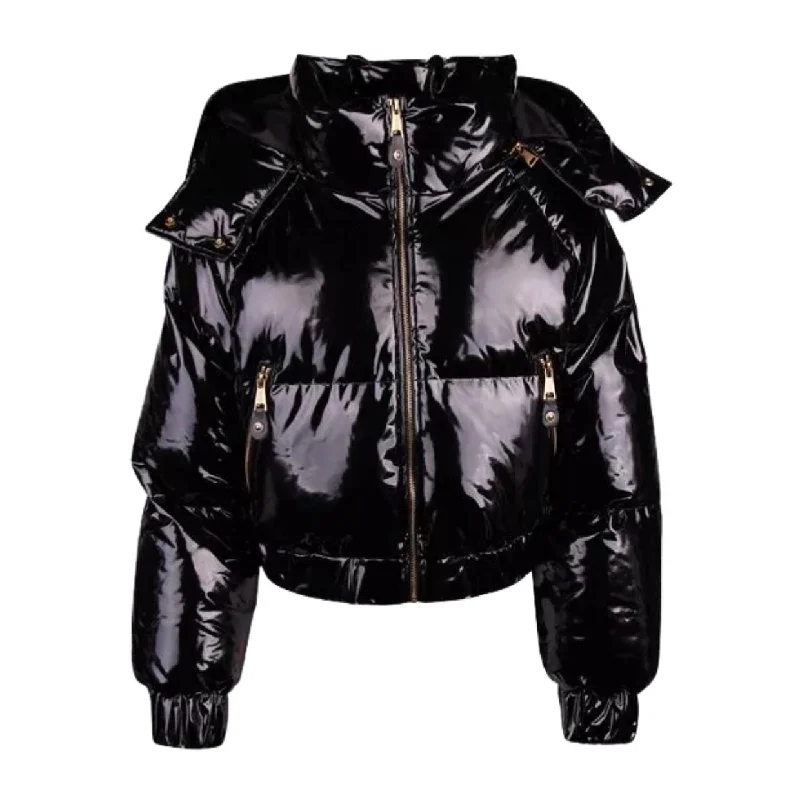 Winter JacketsVersace Jeans Couture Vinyl Black Puffer Jacket