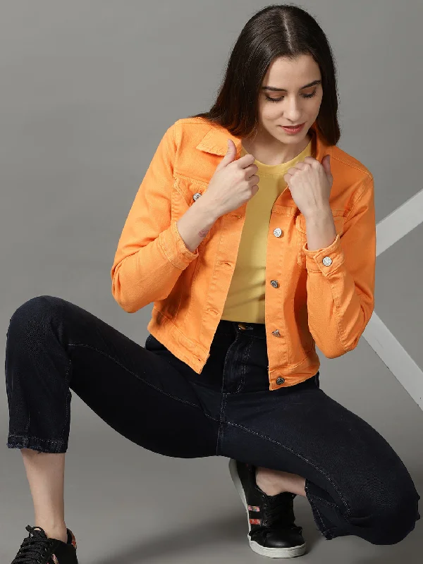 Limited Edition JacketsWomen's Orange Solid Open Front Jacket