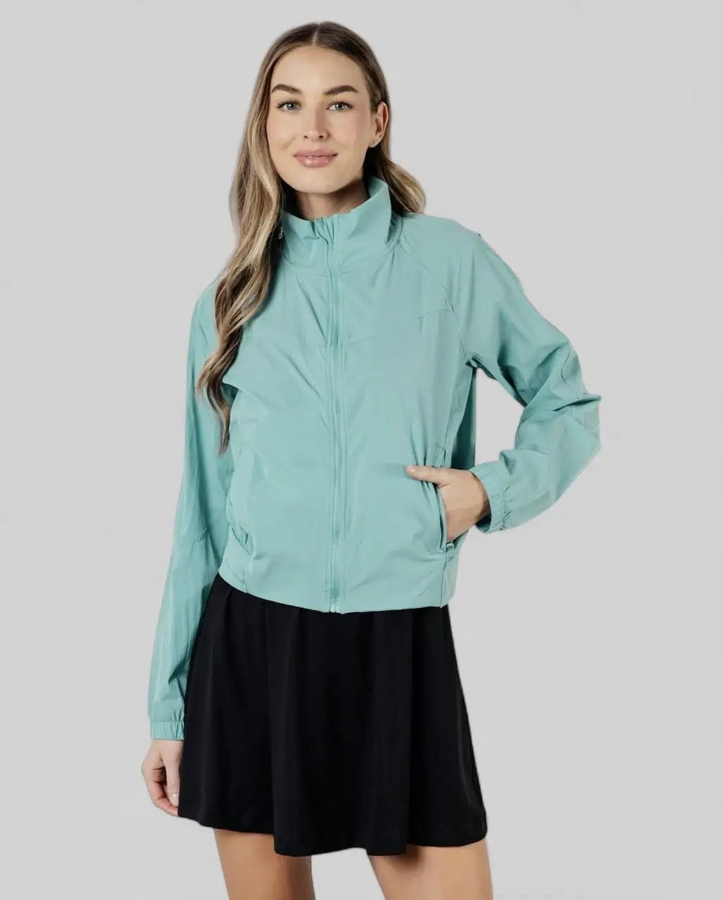 Sheer JacketsHigh Neckline Nylon Tennis Jacket