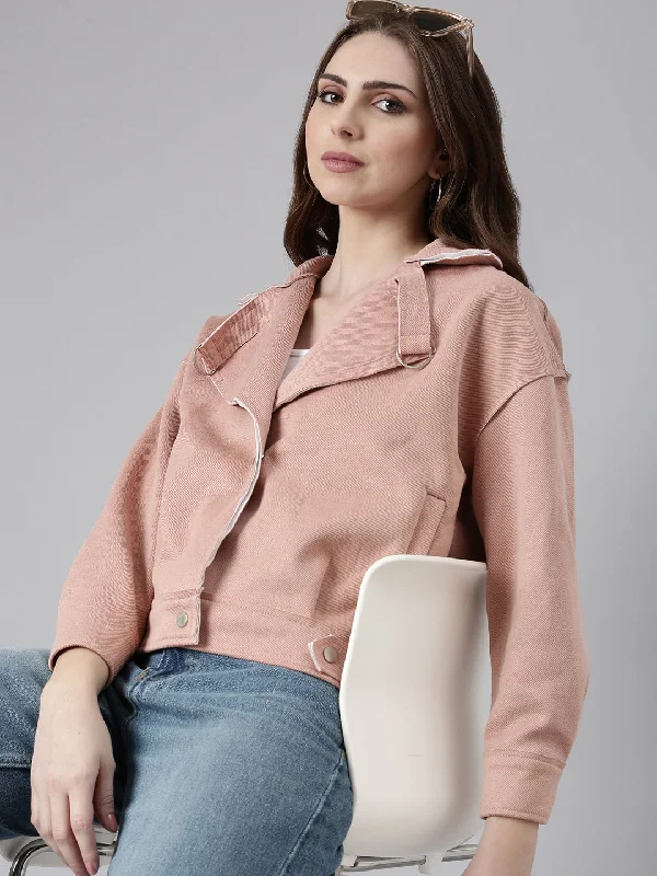 Urban JacketsWomen Peach Solid Open Front Jacket