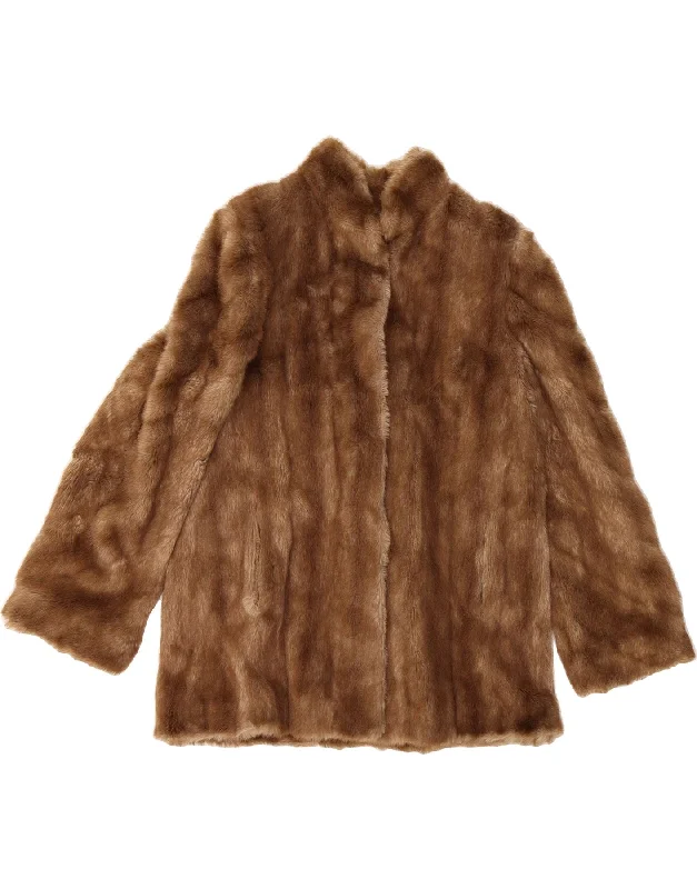 Summer JacketsVINTAGE Womens Faux Fur Jacket UK 16 Large Brown