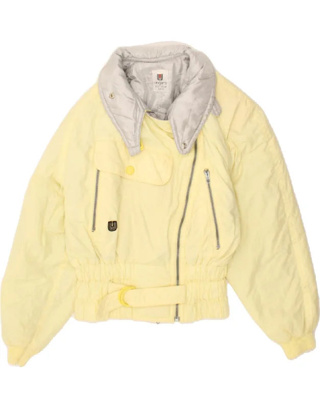 Branded JacketsUNGARO Womens Bomber Windbreaker Jacket UK 8 Small Yellow Colourblock