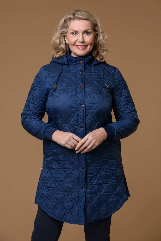 Retro JacketsDouble Diamond Quilt Jacket-Navy