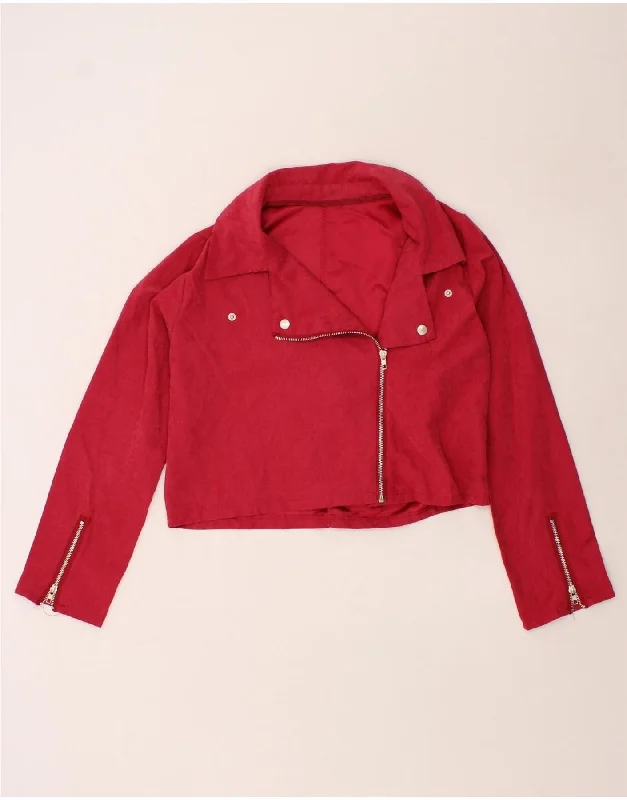 Motorcycle JacketsVINTAGE Womens Bolero Jacket UK 16 Large Red Polyester