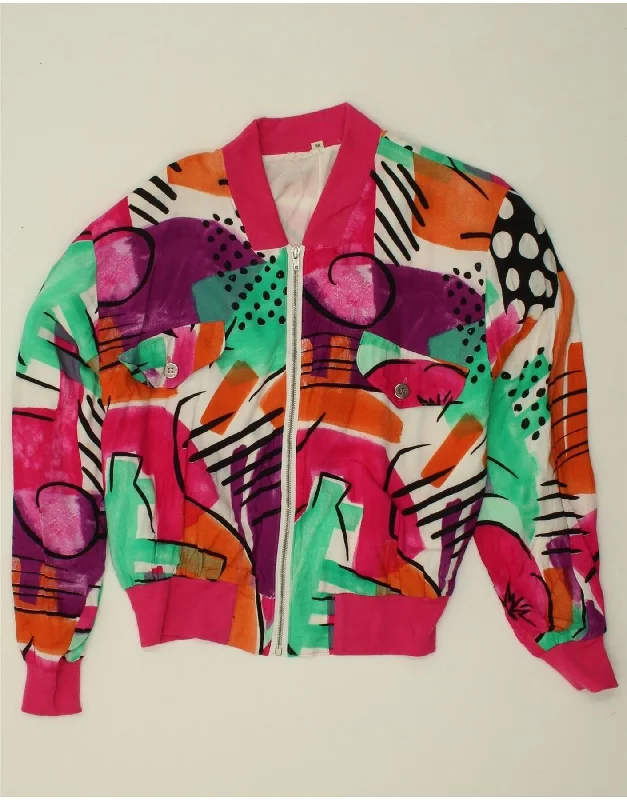 Skateboard JacketsVINTAGE Womens Abstract Pattern Bomber Jacket EU 38 Medium Multicoloured