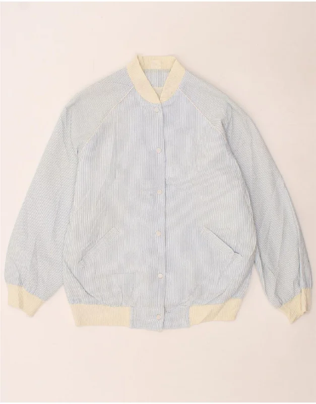 Rain JacketsVINTAGE Womens Varsity Jacket UK 16 Large Blue Pinstripe