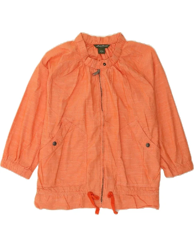 Field JacketsEDDIE BAUER Womens 3 Button Bomber Jacket UK 14 Medium Orange Cotton