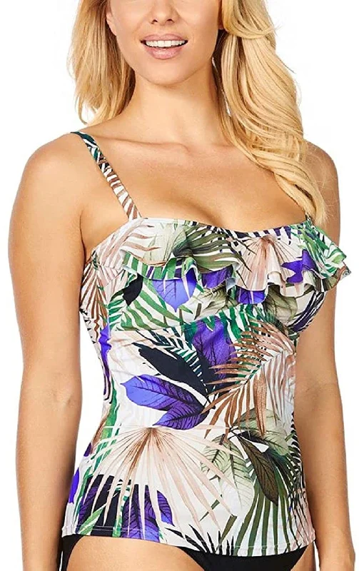 Sports tankIsland Escapes Women's Tahiti Printed Ruffled Tankini, Palm Springs 10