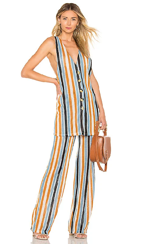 Running hoodieFree People Women's Bridget Stripe Vest Tank Top & Flare Pants Set, Small