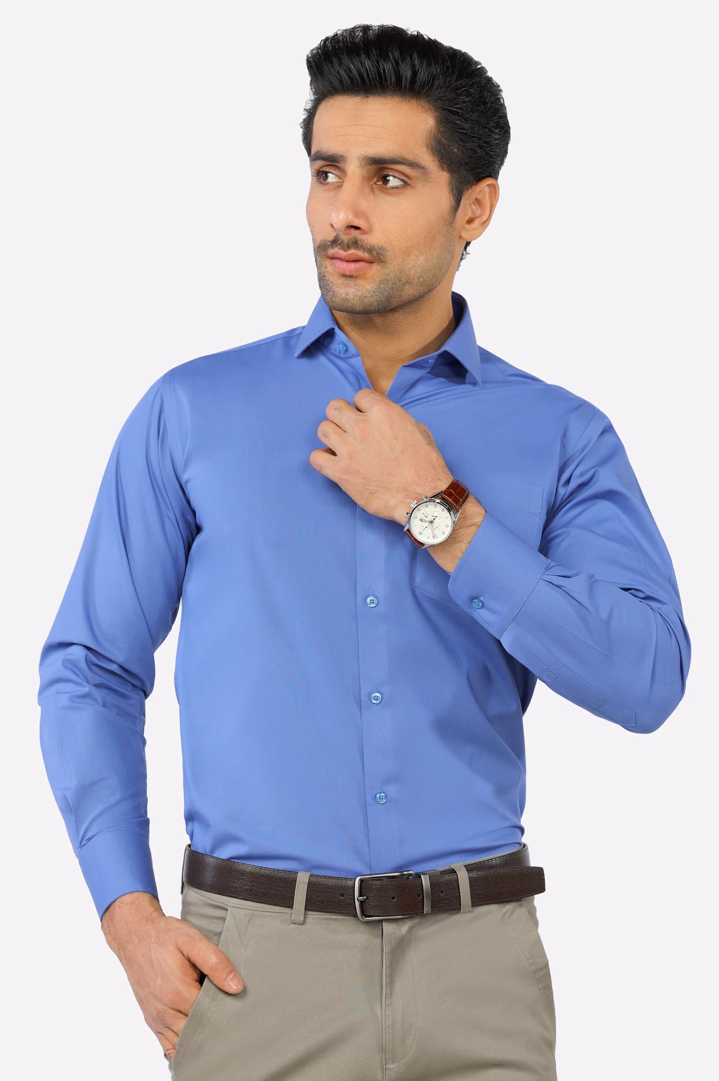 Dark Blue Plain Formal ShirtLuxury Shirts