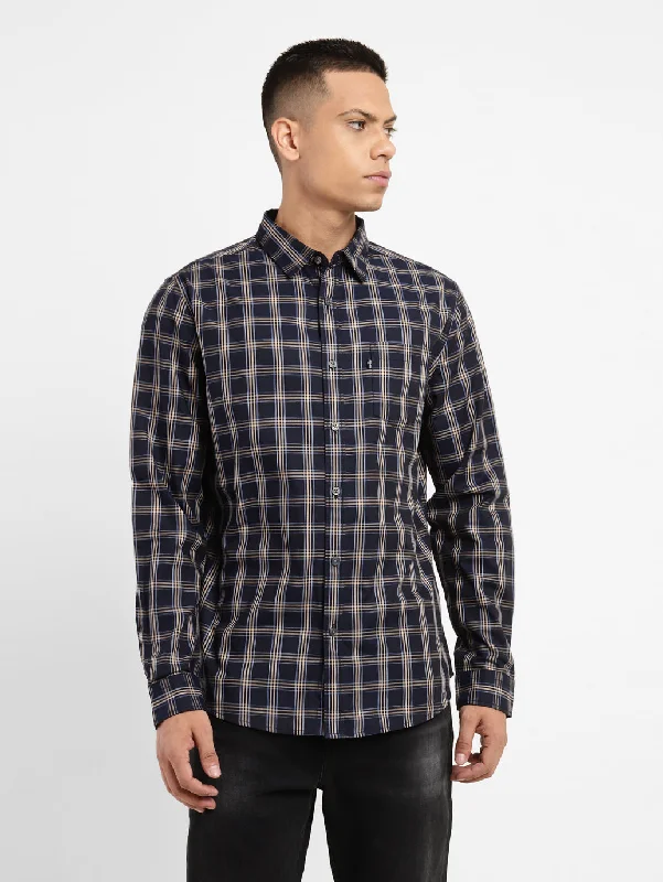 Men's Checkered Spread Collar ShirtChambray Shirts