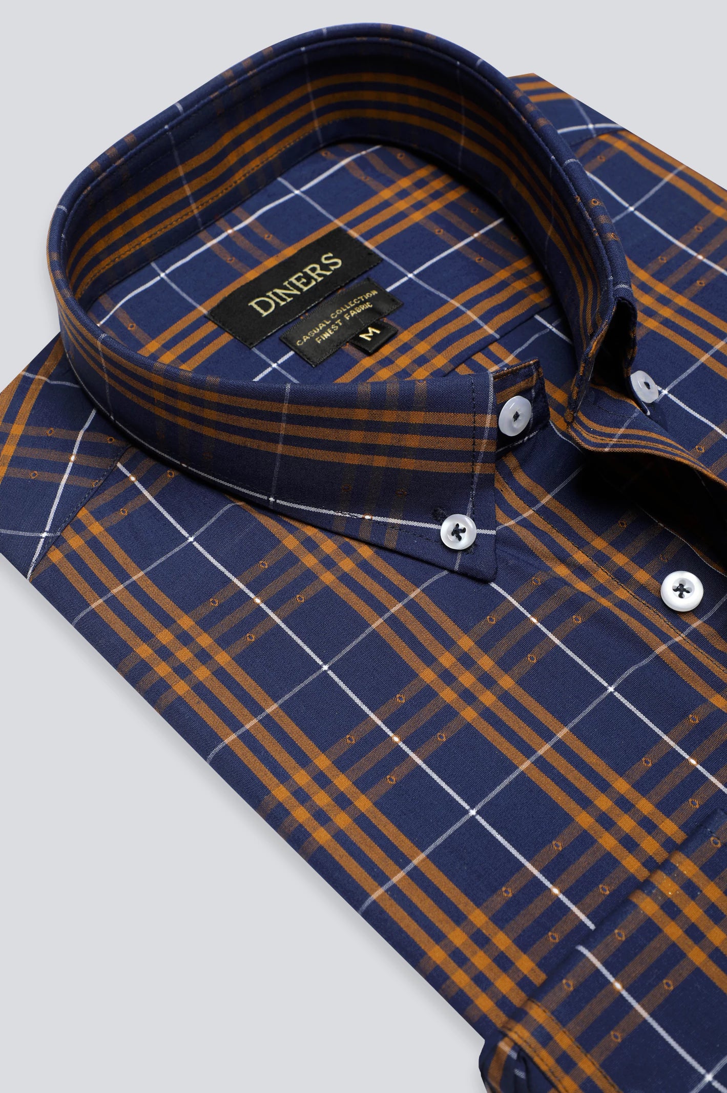 Navy Blue Tattersall Check Casual ShirtTasseled Shirts