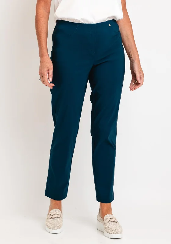 Robell Bella Full Length Stretch Trousers, Teal