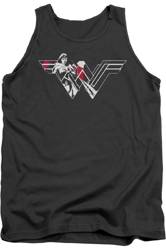 Hiking jacketBatman V Superman Wonder Woman Splatter Logo Adult Tank Top