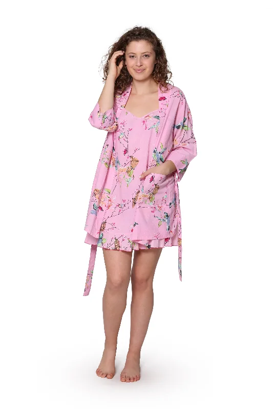 Pink Floral Cotton Robe