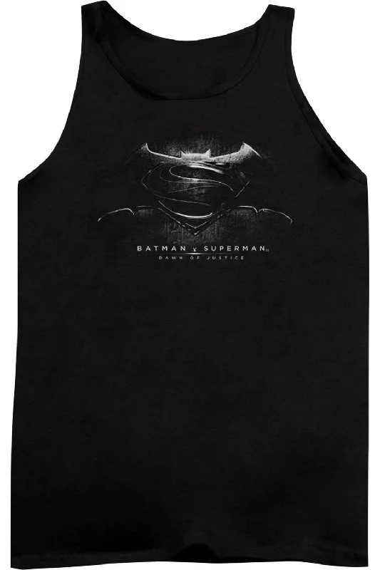 Athletic teeBatman V Superman Bw Logo Adult Tank Top