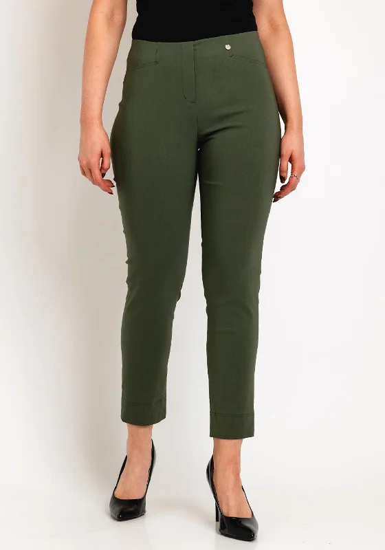 Robell Rose 09 Ankle Grazer Trousers, Green